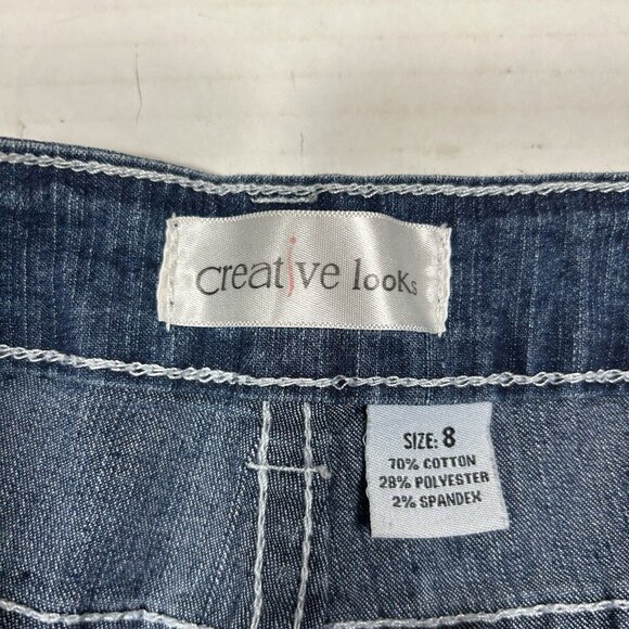 Creative Looks Jeans Denim Cutoff Shorts Women Size 8 Stretch Blue Dark Wash - Picture 2 of 3